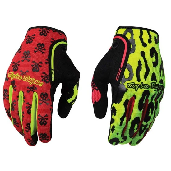 Troy Lee Designs TLD XC GLOVES ANARCHY RED SKULLS CROSS BONES CHEETAH LEOPARD 1 Troy Lee Designs TLD XC GLOVES ANARCHY RED SKULLS CROSS BONES CHEETAH LEOPARD