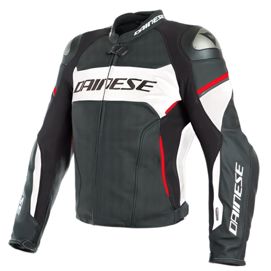 DAINESE RACING 3 D-AIR PERFORATED LEATHER JACKET BLACK WHITE LAVA RED 1 DAINESE RACING 3 D-AIR PERFORATED LEATHER JACKET BLACK WHITE LAVA RED