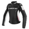 DAINESE RACING 3 LADY LEATHER JACKET BLACK WHITE FUCHSIA WOMENS