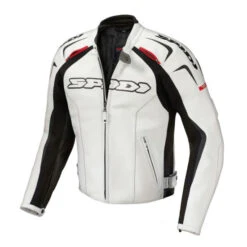 SPIDI - TRACK LEATHER JACKET - WHITE P120 001