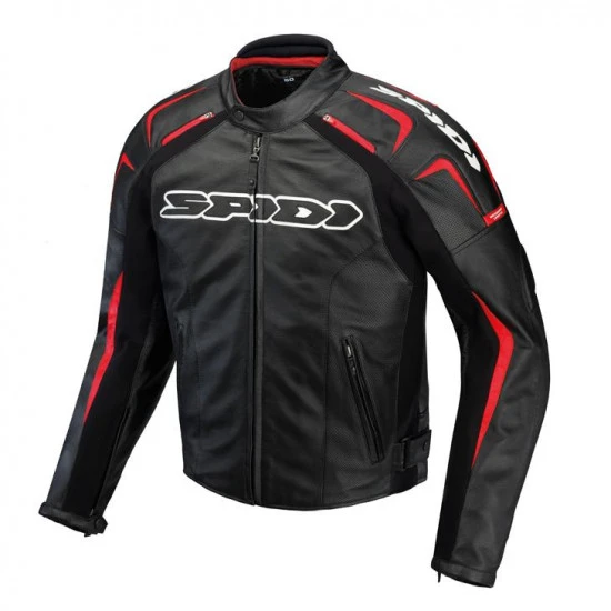 SPIDI - TRACK LEATHER MOTORCYCLE JACKET - BLACK / RED P120 021 1 SPIDI - TRACK LEATHER MOTORCYCLE JACKET - BLACK / RED P120 021